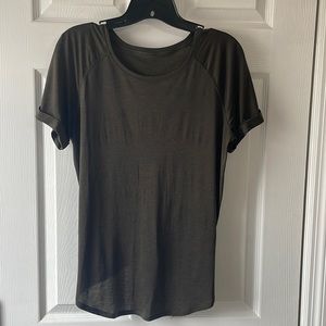 Lululemon Open Up Tie Back Tee (Dark Olive)